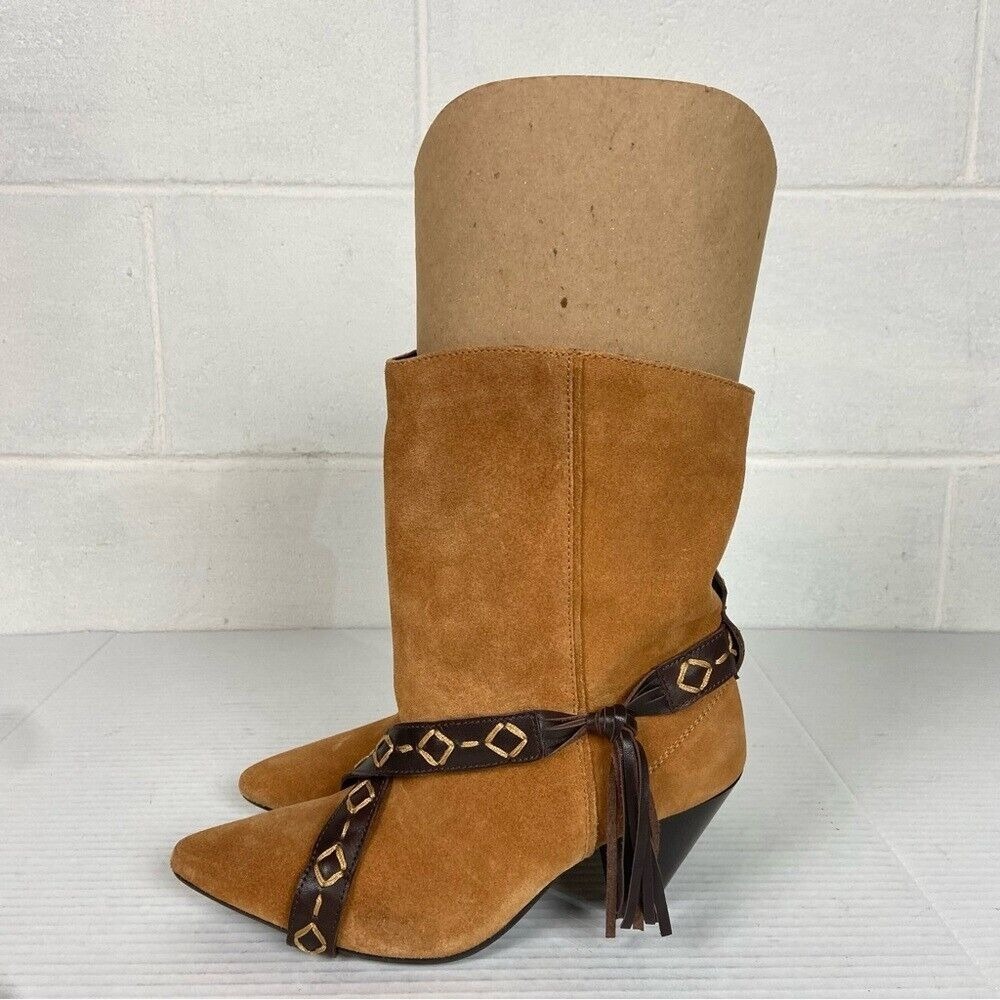 NEW Free People Women's Bronte Belt Ankle Wrap Boot Size 7 in Toffee Suede - Picture 5 of 8